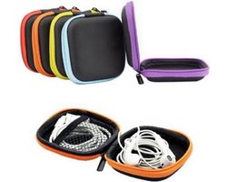 Oortjes Opberg Hoesje Voor Earphnes I Case Voor In-ear koptelefoon I Oortyejs Case | Headphone Organizer | Opbergcase Laadkabels I Zwart/Oranje