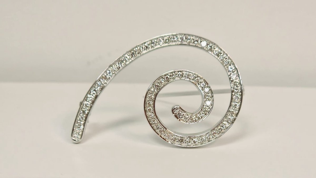 Broche - 14 karaat - witgoud - diamant - uitverkoop juwelier Verlinden St. Hubert van €980,= voor €799,=