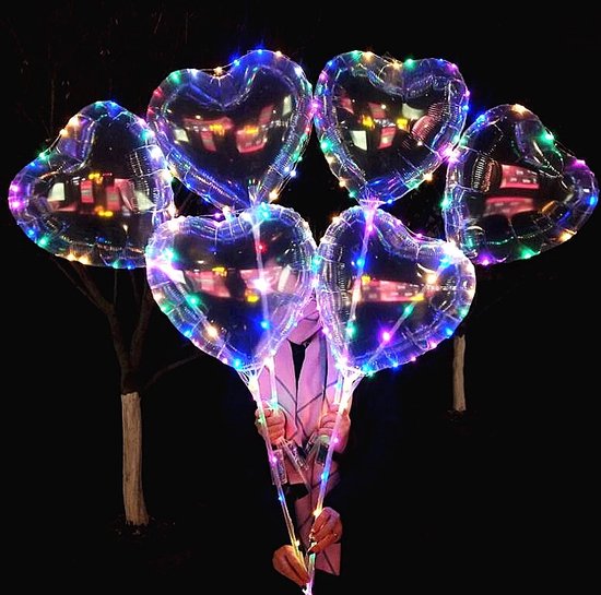 Lichtgevende LED Ballonnen in hartvorm (5) – Hart – Glow in the dark feest - Liefde - Valentijn – Romantiek