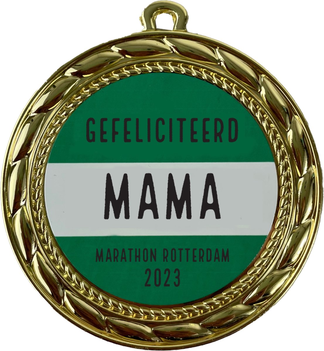 Medaille goud gefeliciteerd mama, Marathon Rotterdam 2023
