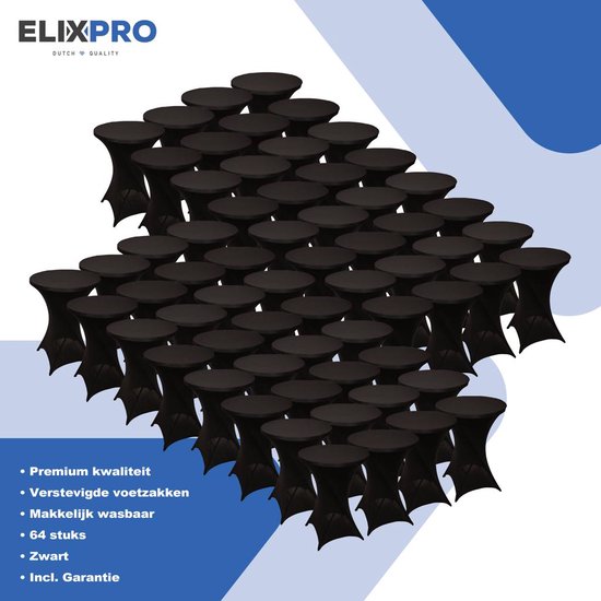 ElixPro - Premium statafelrok zwart 64x - ∅80 x 110 cm - Tafelrok- Statafelhoes - Staantafelhoes - Extra dik voor een Premium uitstraling