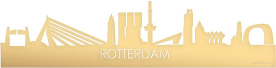 Skyline Rotterdam Goud Metallic - 120 cm - Woondecoratie - Wanddecoratie - Meer steden beschikbaar - Woonkamer idee - City Art - Steden kunst - Cadeau voor hem - Cadeau voor haar - Jubileum - Trouwerij - WoodWideCities