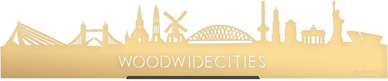 Standing Skyline WoodWideCities Goud Metallic - 60 cm - Woondecoratie design - Decoratie om neer te zetten en om op te hangen - Meer steden beschikbaar - Cadeau voor hem - Cadeau voor haar - Jubileum - Verjaardag - Housewarming - Interieur -