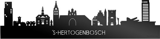 Skyline 's-Hertogenbosch Zwart Glanzend - 100 cm - Woondecoratie - Wanddecoratie - Meer steden beschikbaar - Woonkamer idee - City Art - Steden kunst - Cadeau voor hem - Cadeau voor haar - Jubileum - Trouwerij - WoodWideCities