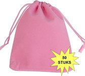 Fako Bijoux® - Fluweel Cadeau Zakjes - Velours - 7x9cm - Roze - 50 Stuks