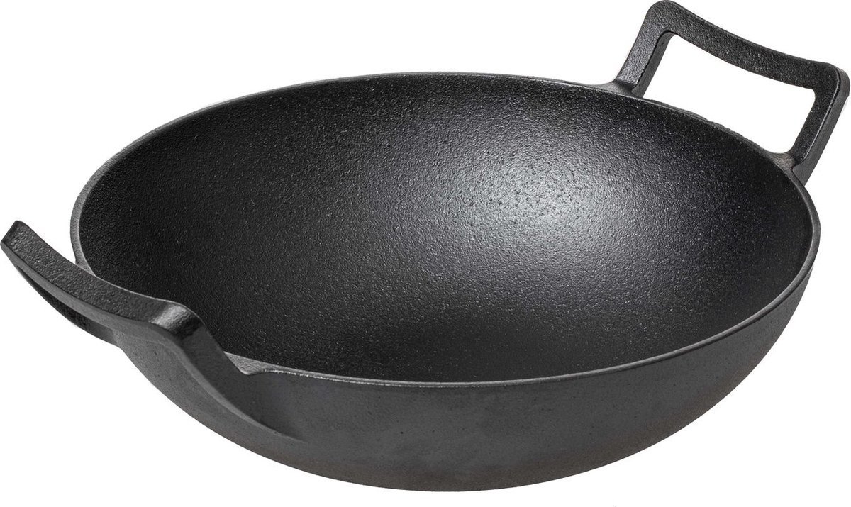 Blackwell Wok In Ghisa 36 Cm - Senza Rivestimento Antiaderente, Per Cucina Orientale
