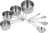 Krumble MaatCups en Lepels - Set van 8 - Maatcupjes - Maatlepels - Maatbekers - Maatschepjes - Cups - Spoons - Tablespoon - Teaspoon - RVS - 250 ml + 125 ml + 80 ml + 60 ml + 15 + 5 + 2,5 + 1,25 ml