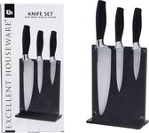 Ensemble de couteaux de Luxe Excellent Houseware 3 pièces dans un bloc de couteaux