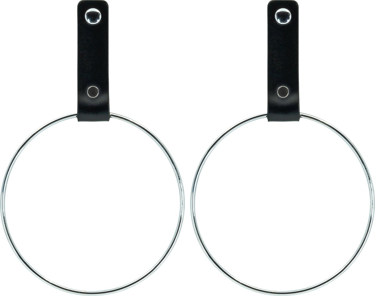 Buffel & Co Handdoekrek – Handdoekring Zilver – Handdoekhaakjes Badkamer – Handdoekhouder Keuken – ø15cm – Leer– 2 Stuks