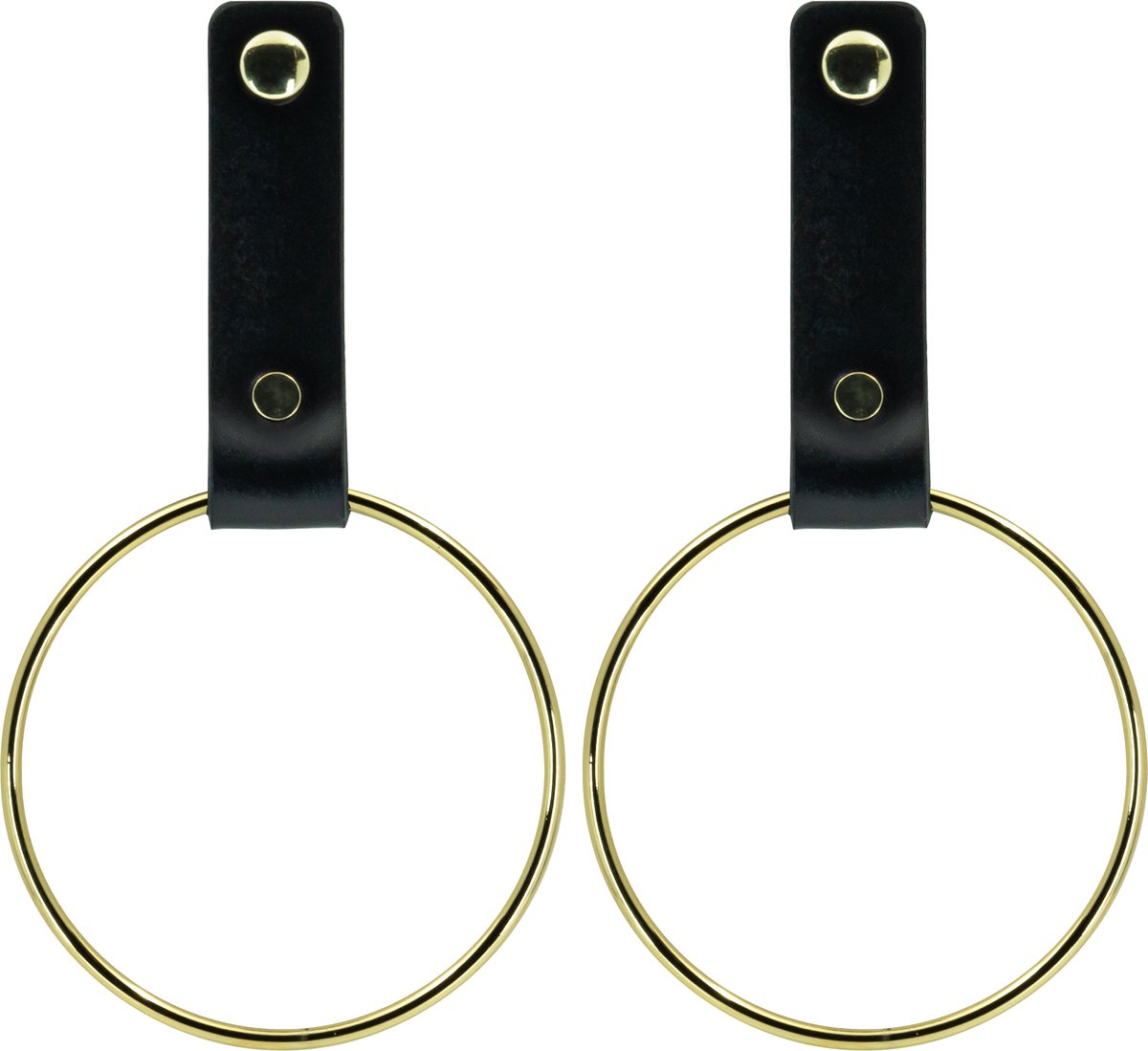 Buffel & Co Handdoekrek – Handdoekring Goud – Handdoekhaakjes Badkamer – Handdoekhouder Keuken – ø10cm Rond – Leer– 2 Stuks