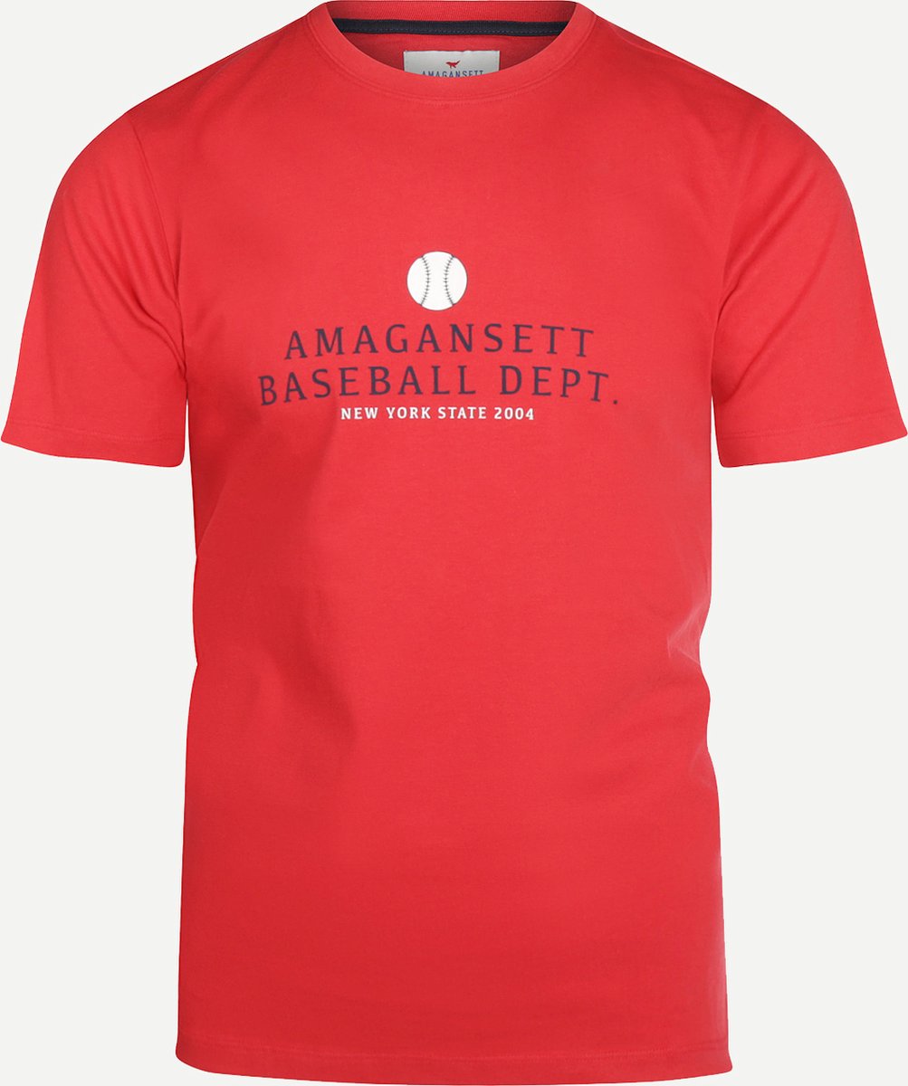 Amagansett Lente/Zomer 2023 T-shirt Baseball Tee Mannen - Regular fit - Organic Cotton - Rood (XXL)