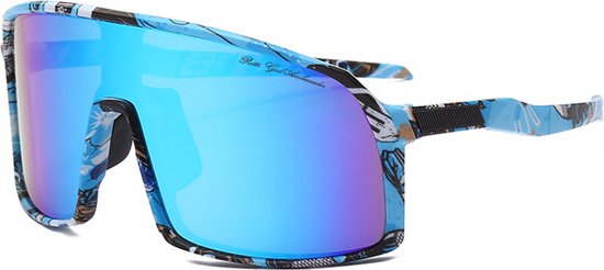 Sport Zonnebril 2023 - Fietsbril - Sportbril - Mountainbike - Lichtblauw Spiegel - PGA