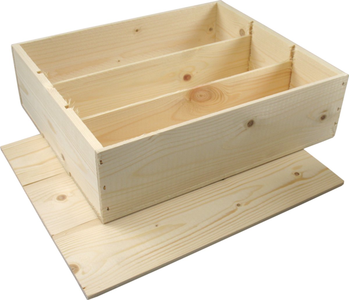 Wijnkist | hout | 3 flessen | incl. Deksel | 340x284x95mm | Voordeelverpakking | 3 x 5 stuks