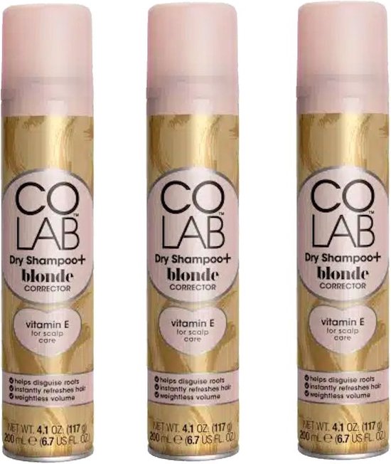 COLAB - Dry Shampoo+ Blonde Corrector - 3 Pak - Haar uitgroei spray |  bol.com