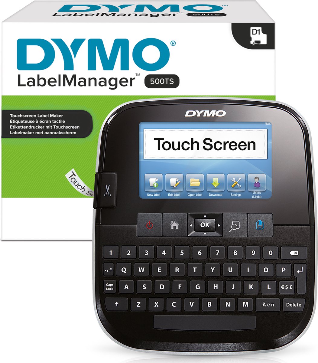 DYMO LabelManager 500TS Handheld labelprinter | labelmaker met aanraakscherm en QWERTY-toetsenbord, volledig in kleur | met pc- en Mac-aansluiting