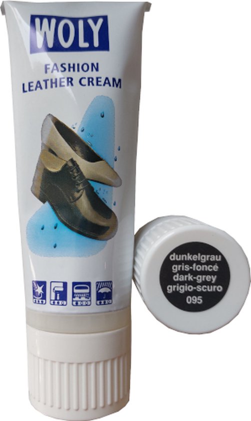 Woly Fashion Leather Cream Tube - Donker Grijs - 75 ml (Schoenpoets - Schoensmeer)