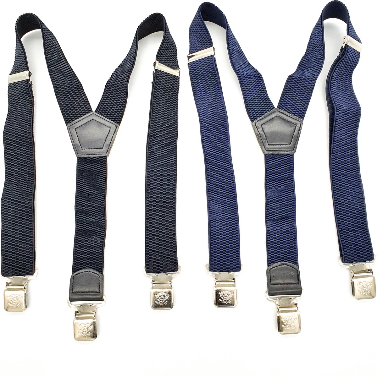 bretels heren - Bretels - bretels heren volwassenen - bretellen voor mannen - 3 clips - bretels heren met brede clip 2 Stuks - 1 x Zwart, 1 x Blauw