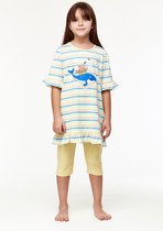 Woody pyjama meisjes/dames - multicolor gestreept - walvis - 231-1-TUN-S/904 - maat 140