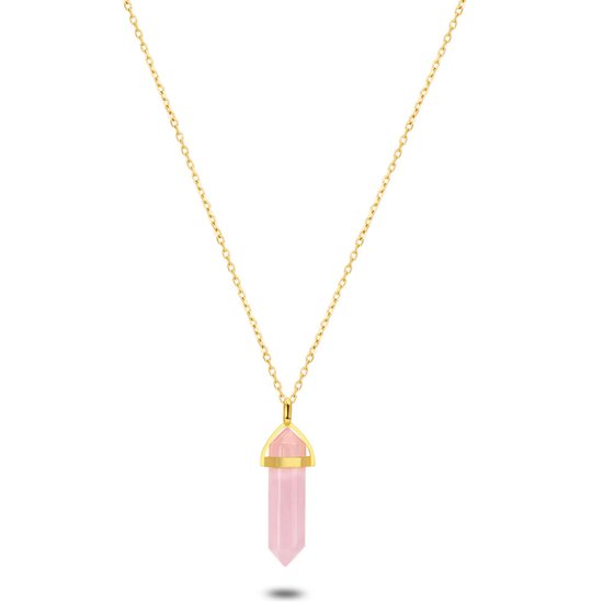 Twice As Nice High fashion halsketting, roze kristal 50 cm+5 cm