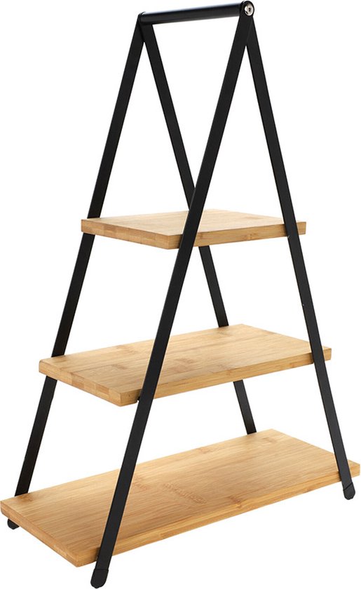 Etagere bamboe - metaal - 3-laags-hoogte 53 cm