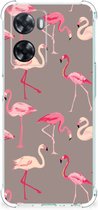 Hoesje met naam OPPO A57 | A57s | A77 4G Telefoonhoesje met doorzichtige rand Flamingo