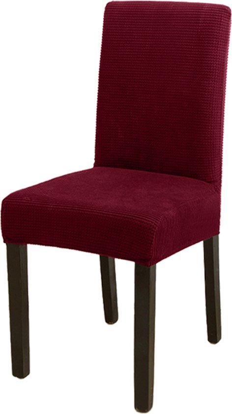 BankhoesDiscounter® Knitted Stoelhoes - Maat L - Bordeaux Rood - Hoes voor uw eetkamer stoelen