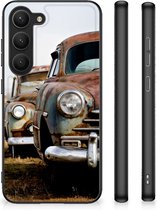 Telefoonhoesje Geschikt voor Samsung Galaxy S23 TPU Silicone Hoesje met Zwarte rand Vintage Auto