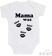 Barboteuse Soft Touch "Maman was here here here " Unisexe Katoen Wit/ noir Taille 56/62