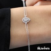 OZ Jewels Tweedradige Zilveren Zirkonium Armband met Druppelvormige Diamant - Accessoires - Liefdessieraden - Dames Armband - Valentijnsdag - Cadeau - Moederdag - Armband Meisje - Sieraden Dames - In mooie geschenkverpakking
