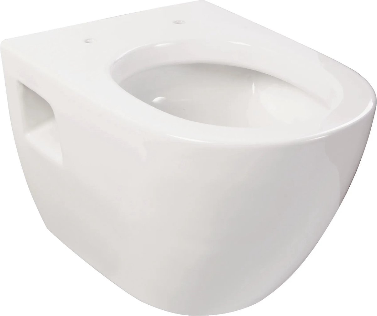 Sanitop-Wingenroth Wand toilet set stijl | Keramisch hangend toilet inclusief toiletdeksel | Spoeler met horizontale uitlaat | Thermohardende toiletbril met soft-close automatische verlaging | D-vormige | Wit