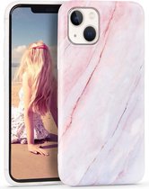 Backcover Geschikt voor Apple iPhone 14 - Roze / Blauw - Marmer - Soft TPU Hoesje