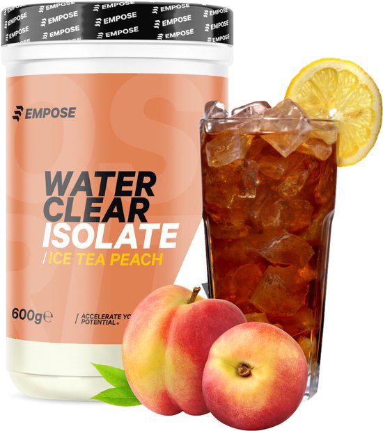 Empose nutrition water clear isolate - proteine ranja - eiwit poeder - whey-isolaat - proteine poeder - suikervrij/vetvrij - 600 gr - ice tea peach