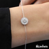 OZ Jewels Zilveren Armband met Zonnebloem Zirkonium Design - Accessoires - Liefdessieraden - Valentijnsdag - Cadeau - Moederdag Love Armband- Sieraden Dames - In mooie geschenkverpakking