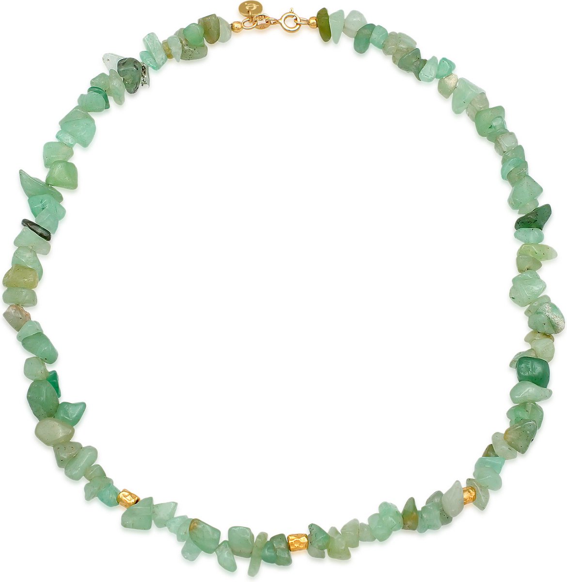 Elli PREMIUM - Halsketting - Elli PREMIUM Ketting Dames Choker Tijdeloze Trend met Aventurijn Stenen in 925 sterling zilver verguld - Dames