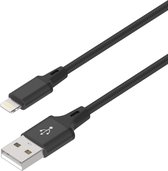 Câble Lightning adapté pour Apple iPhone et iPad 1 mètre | Câble de charge de câble de données tressé | USB-A vers Lightning | Fastcharger Quickcharge Charge Rapide - Zwart LB111