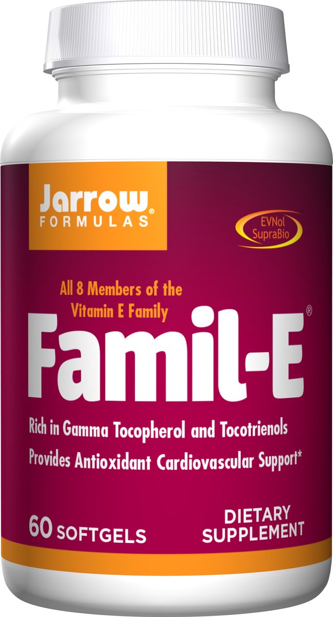 E Famil-E 60 softgels - alle 8 tocoferolen en tocotriënolen van vitamine E | Jarrow Formulas