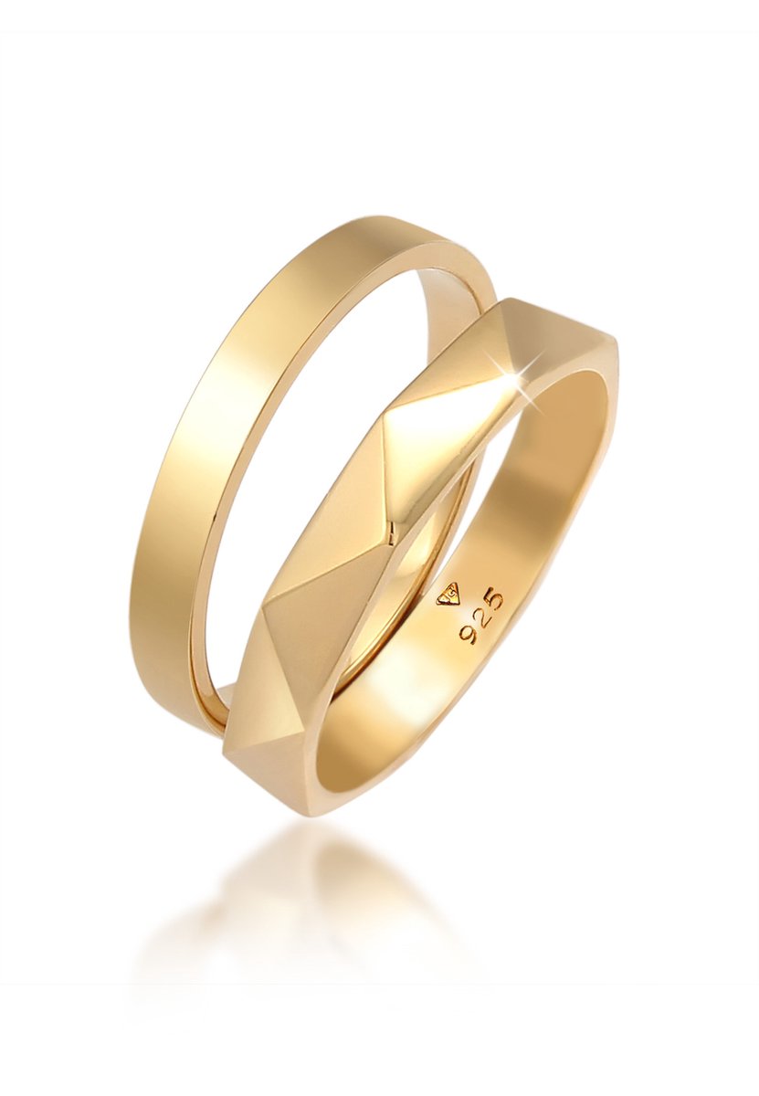 Elli - Ring - Dames Bandring basic Zeshoek Gehamerd in 925 Sterling Zilver - Dames