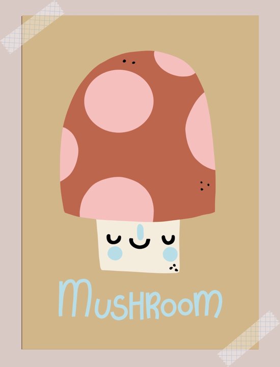 Mushroom, Paddestoel A3 Poster - Babykamer Poster / Kinderkamer Poster / Kaart / Vrolijke poster / Woonaccessoires / Babykamer wanddecoratie
