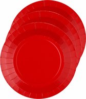 Santex feest gebak/taart bordjes - rood - 20x stuks - karton - D17 cm