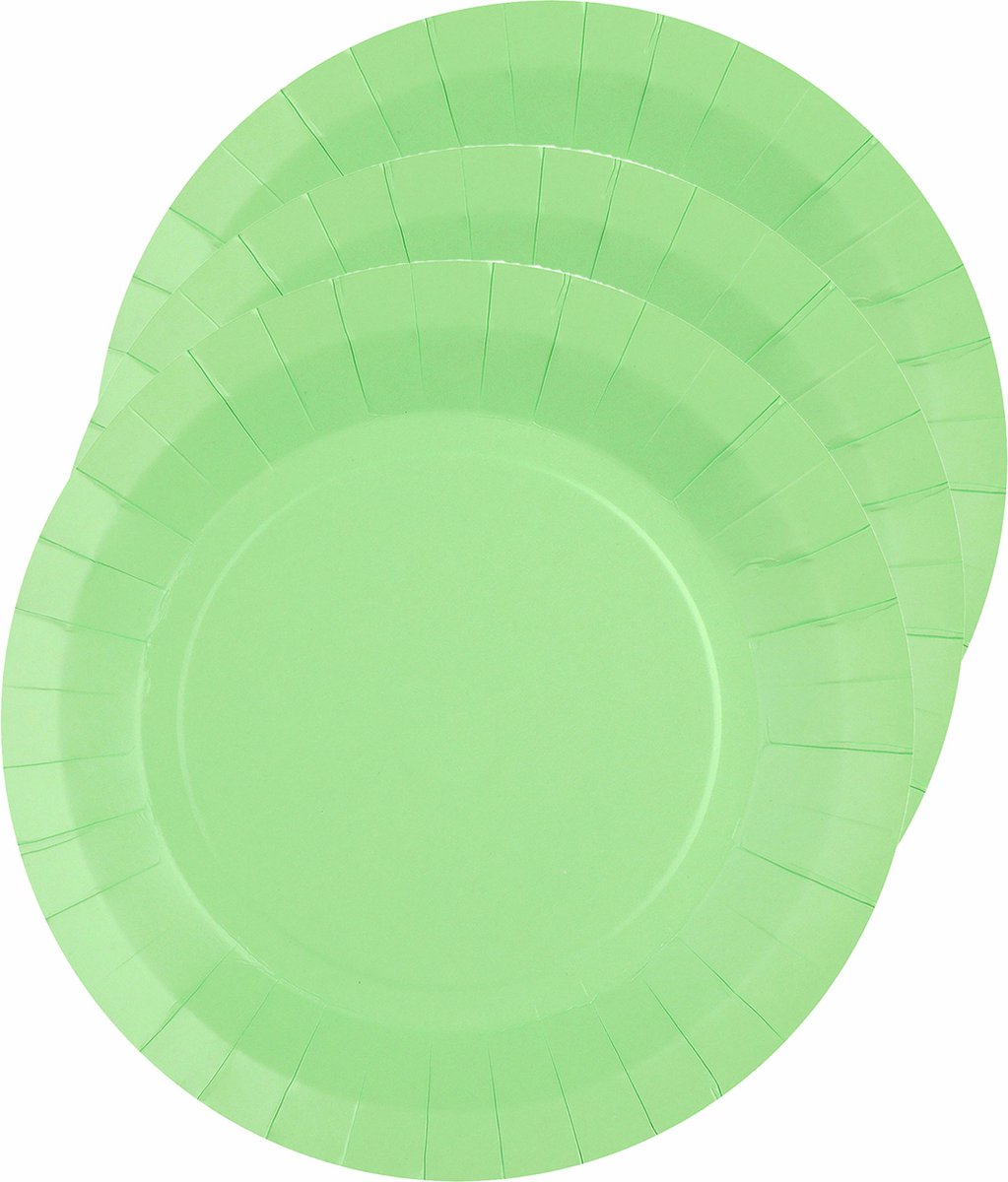 Santex Feest gebaksbordjes - mintgroen - 30x - karton - 17 cm - rond - kartonnen feestbordjes