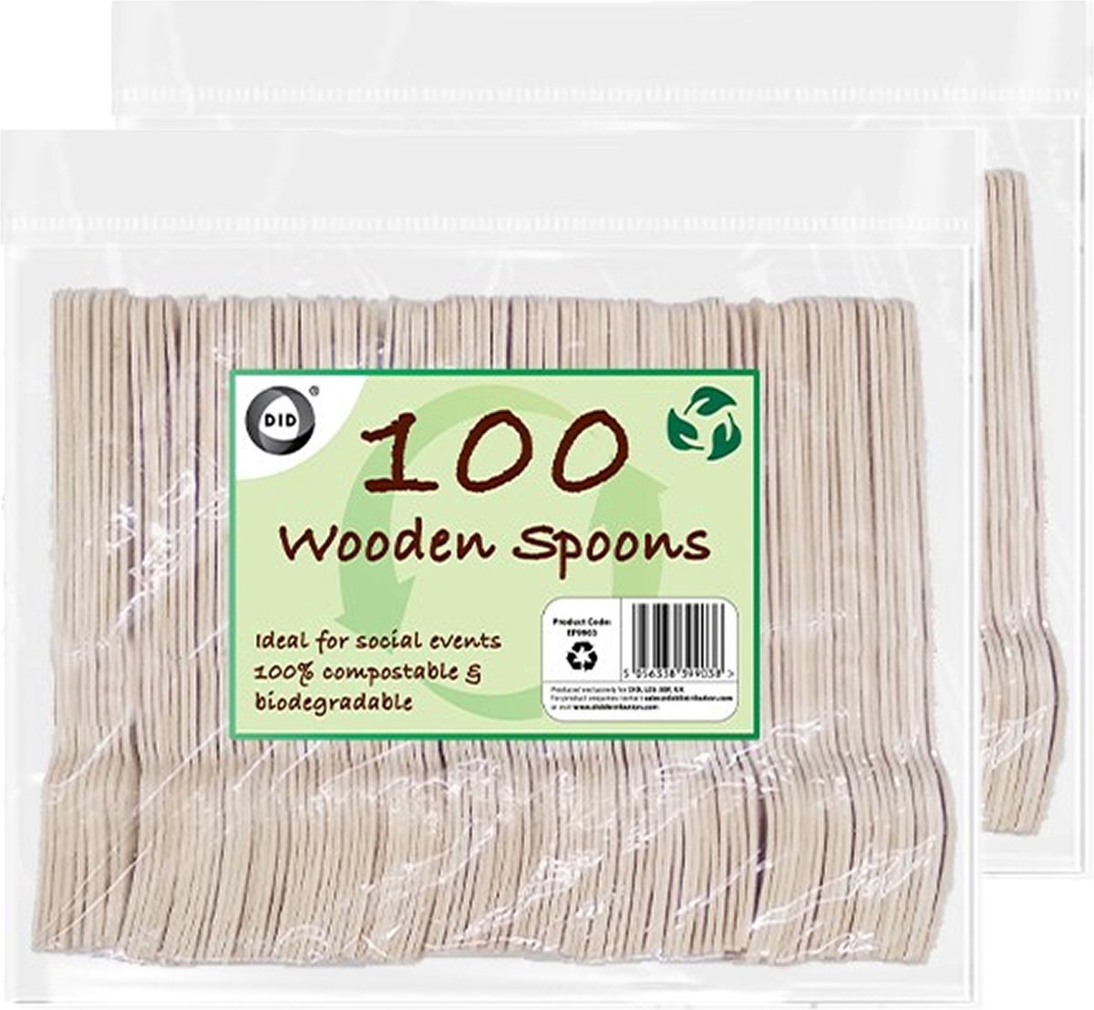 DID Wegwerp lepels - hout - 200x - eenmalig gebruik - biologisch afbreekbaar