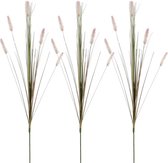 Mica Decorations - 3 st - Rietgras/pluimgras kunstplant losse steel/tak - groen/paarse pluimen - 84 cm