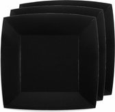 Santex feest diner bordjes - 30x stuks - papier/karton vierkant - zwart - 23cm