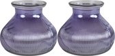 Decostar Bloemenvaas - 2x stuks - paars glas - H12 x D15 cm