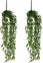 Set van 2x stuks Mica decorations Bamboe kunstplant/hangplant - groen hangend - 80 x 20 cm
