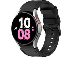 By Qubix - leer + siliconen bandje 20mm - Maat: small - Zwart - Geschikt voor Samsung Galaxy Watch 7 (40 & 44mm) - Galaxy Watch FE - Galaxy Watch 6 - Galaxy Watch 6 Pro - Galaxy Watch 5 - 5 Pro - Galaxy Watch 4 - 4 Classic