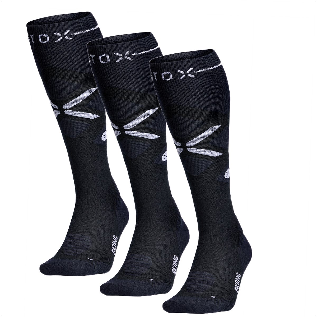 STOX Energy Socks 3 Pack Skisokken voor Mannen Premium Compressiesokken Wit
