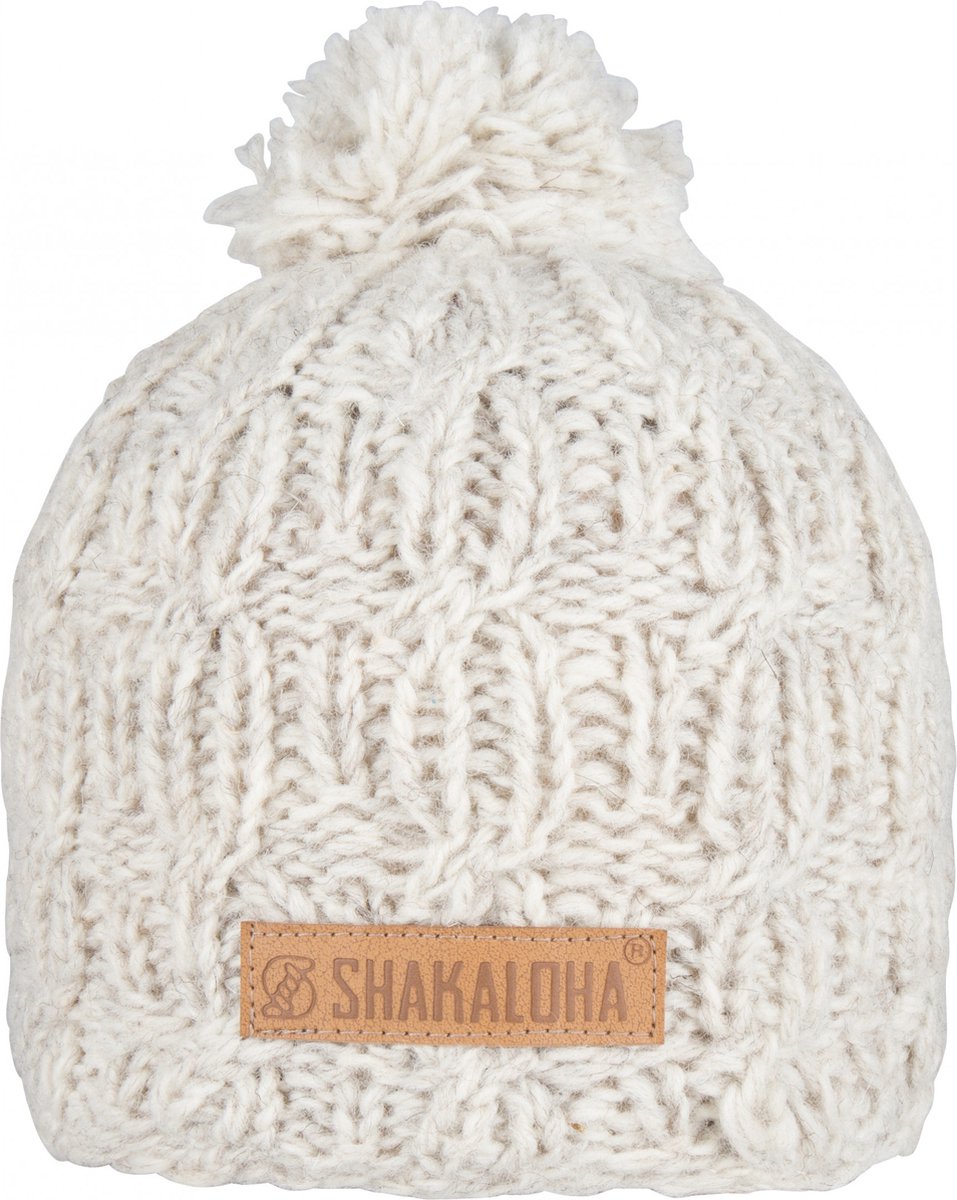 Shakaloha Gebreide Wollen Muts Heren & Dames Beanie Hat van schapenwol met polyester fleece voering - Britt Beanie Beige Unisex - One Size Wintermuts