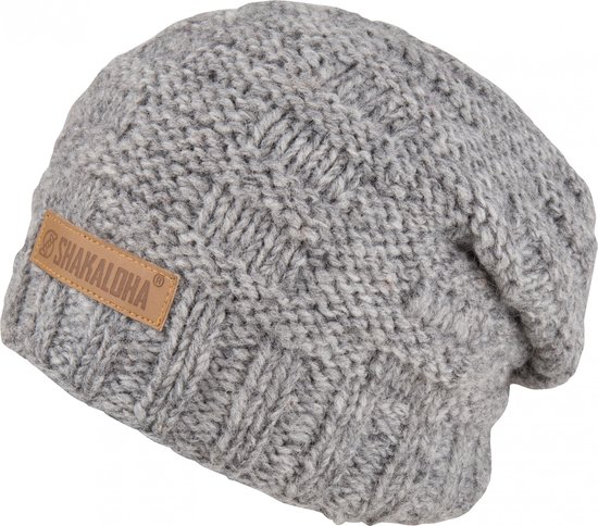 Shakaloha Gebreide Wollen Muts Heren & Dames Beanie Hat van schapenwol met polyester fleece voering - Bimbo Beanie Grey Unisex - One Size Wintermuts