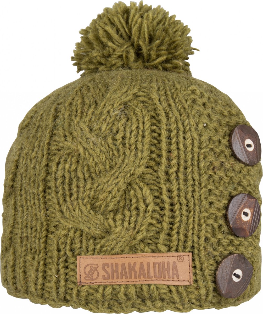 Shakaloha Gebreide Wollen Muts Heren & Dames Beanie Hat van schapenwol met polyester fleece voering - Basil Beanie Green Unisex - One Size Wintermuts